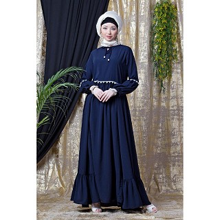 Bohemian frilled abaya- Navy Blue